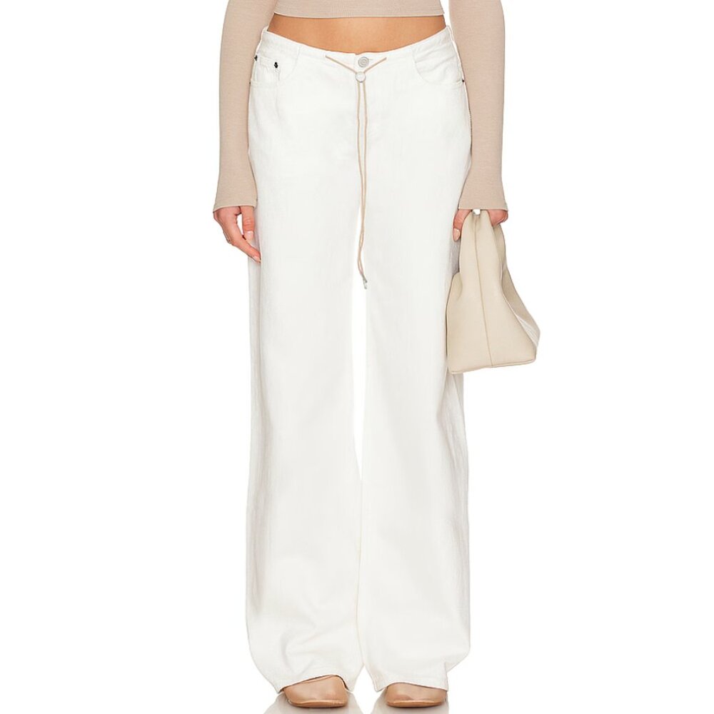 Still Here White Straight Leg Jeans